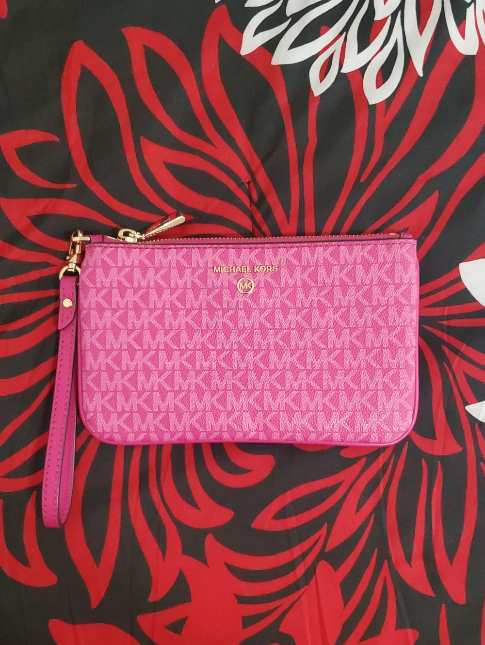Michael Kors Pink MK Logo Wallet Wristlet